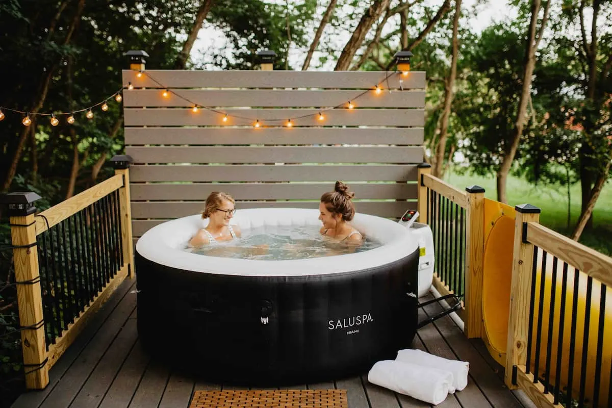 hot tub in glamping spot