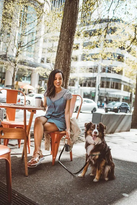 Kiba and H’Liana enjoying the patio at Monorail Espresso.